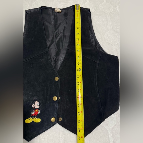 Disney Black Vest Genuine Leather with Embroidery Mickey Mouse Suede Size S/M - Picture 7 of 10